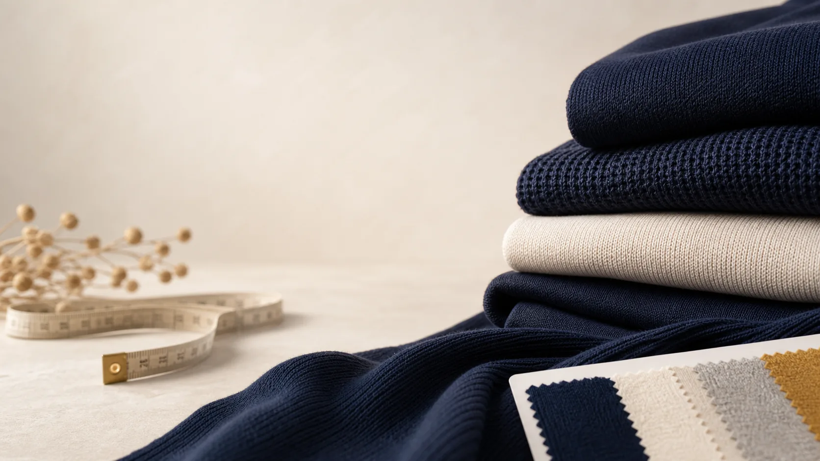 Skilled hands stitching knit fabric